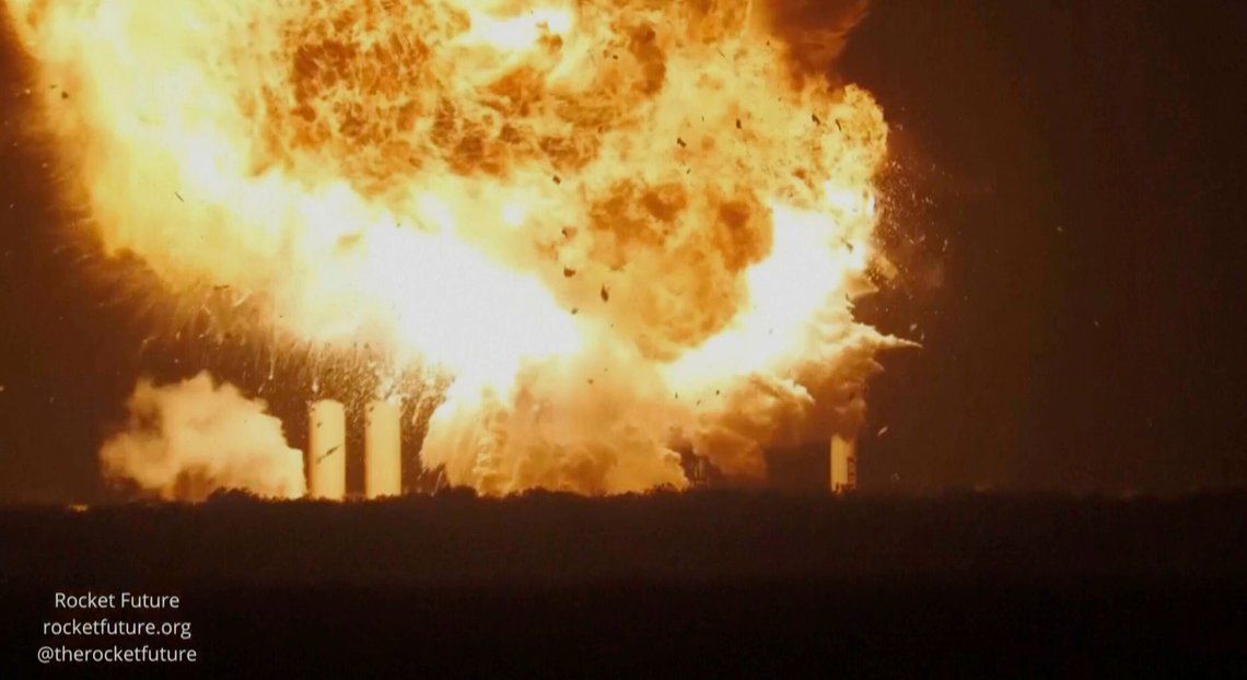 This image provided by rocketfuture.org shows a SpaceX rocket explodes at Starbase, SpaceX’s launch site at the southern tip of Texas late Wednesday, June 18, 2025. (rocketfuture.org via AP) This image provided by rocketfuture.org shows a SpaceX rocket explodes at Starbase, SpaceX’s launch site at the southern tip of Texas late Wednesday, June 18, 2025. (rocketfuture.org via AP)