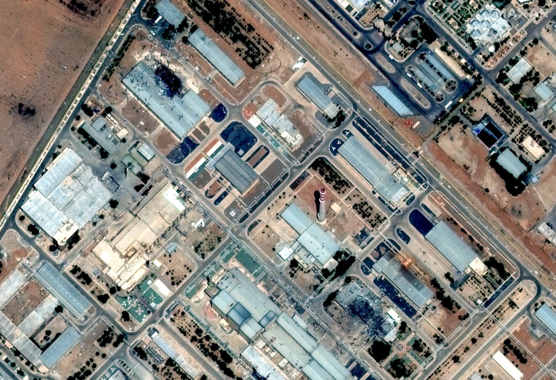 This satellite image provided by Maxar Technologies shows the Isfahan enrichment facility in Iran after being hit by Israeli airstrikes, on Saturday, June 14, 2025. (Maxar Technologies via AP) This satellite image provided by Maxar Technologies shows the Isfahan enrichment facility in Iran after being hit by Israeli airstrikes, on Saturday, June 14, 2025. (Maxar Technologies via AP)