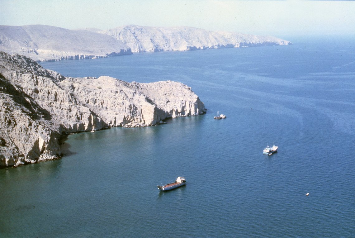 This recent file photo shows the Strait of Hormuz, a crucial 20-mile-wide sea link between the Persian Gulf oil-exporting nations and shipping lanes to oil-importing nations. Sources say This recent file photo shows the Strait of Hormuz, a crucial 20-mile-wide sea link between the Persian Gulf oil-exporting nations and shipping lanes to oil-importing nations. Sources say