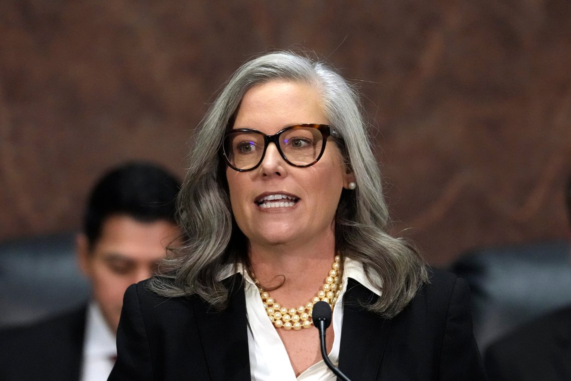 Arizona Democratic Gov. Katie Hobbs gives the State of the State address in the House of Representatives at the Capitol Monday, Jan. 13, 2025, in Phoenix. (AP Photo/Ross D. Franklin) Arizona Democratic Gov. Katie Hobbs gives the State of the State address in the House of Representatives at the Capitol Monday, Jan. 13, 2025, in Phoenix. (AP Photo/Ross D. Franklin)