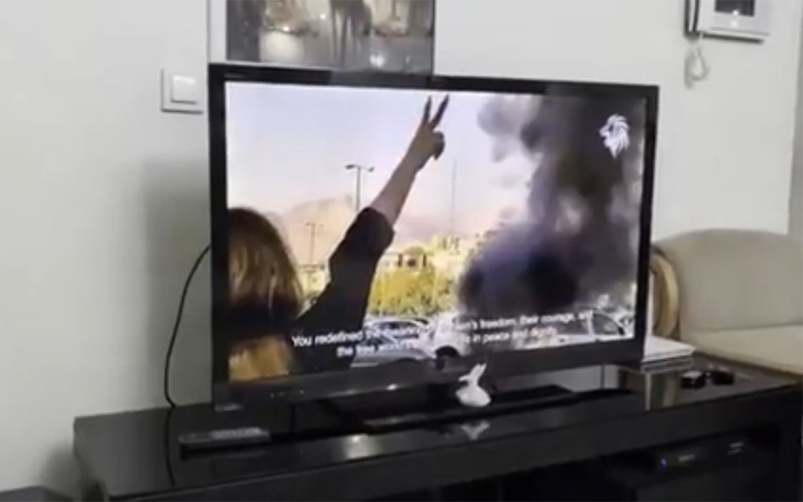 Regimet ble tirsdag tatt av sin egen fjernsynskanal. Klipp fra Telegram-video Regimet ble tirsdag tatt av sin egen fjernsynskanal. Klipp fra Telegram-video