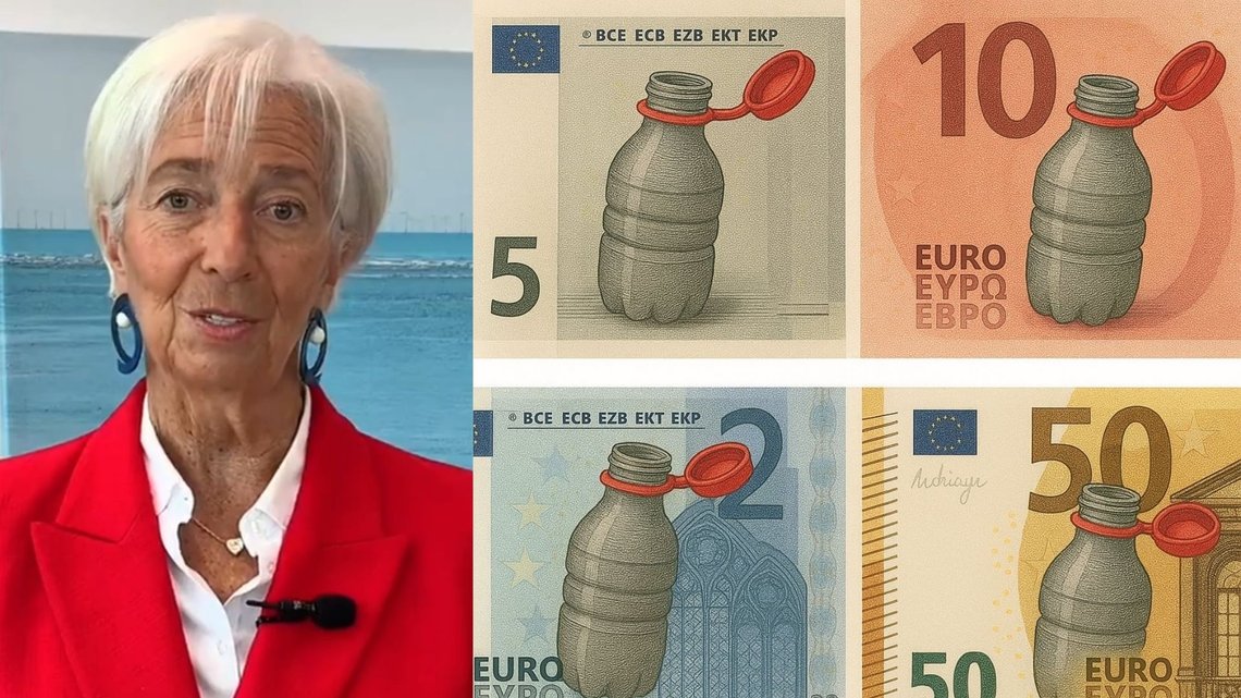 LATTERLIG: Toppsjef for den europeiske sentralbanken, Christine Lagarde, får hard medfart i designkonkurransen om nye sedler. Foto: X LATTERLIG: Toppsjef for den europeiske sentralbanken, Christine Lagarde, får hard medfart i designkonkurransen om nye sedler. Foto: X