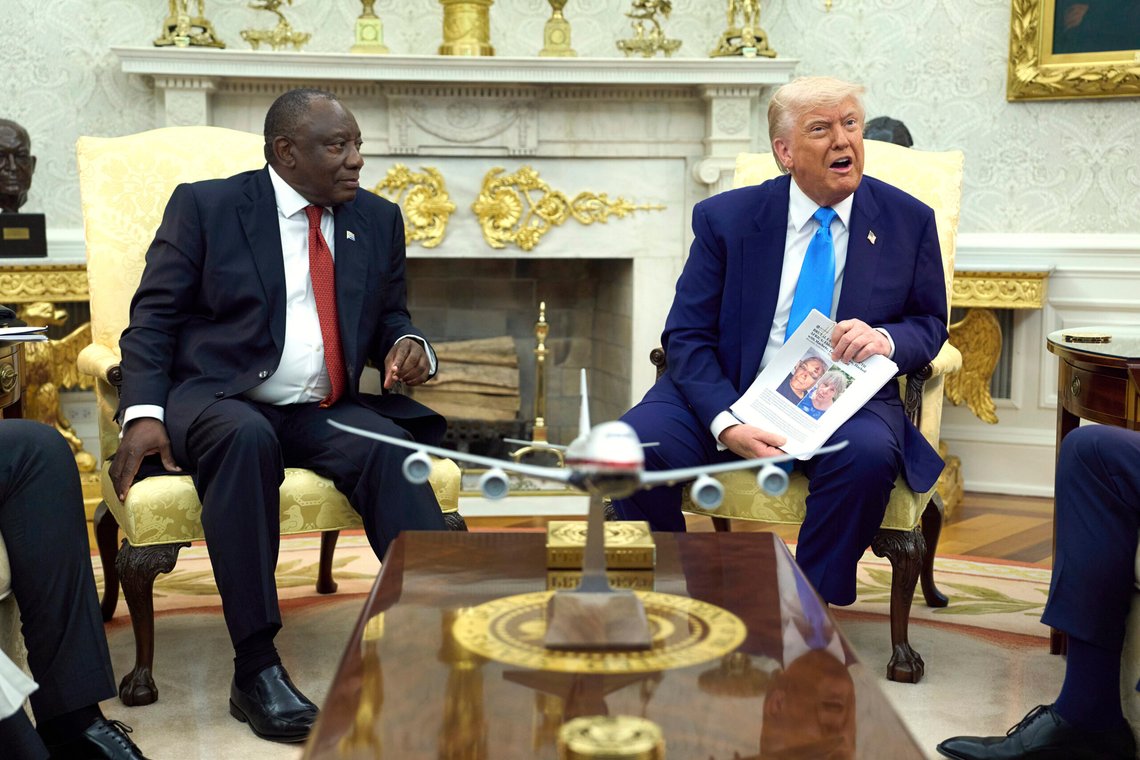 FILE - President Donald Trump meets with South Africa's President Cyril Ramaphosa in the Oval Office of the White House, in Washington, May 21, 2025. (AP Photo/Evan Vucci, File) FILE - President Donald Trump meets with South Africa's President Cyril Ramaphosa in the Oval Office of the White House, in Washington, May 21, 2025. (AP Photo/Evan Vucci, File)