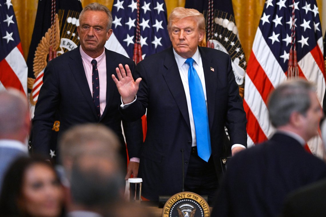 President Donald Trump and Health and Human Service Secretary Robert F. Kennedy, Jr., left, depart after speaking at an event in the East Room of the White House, Wednesday, July 30, 2025, in Washington. (AP Photo/John McDonnell) President Donald Trump and Health and Human Service Secretary Robert F. Kennedy, Jr., left, depart after speaking at an event in the East Room of the White House, Wednesday, July 30, 2025, in Washington. (AP Photo/John McDonnell)