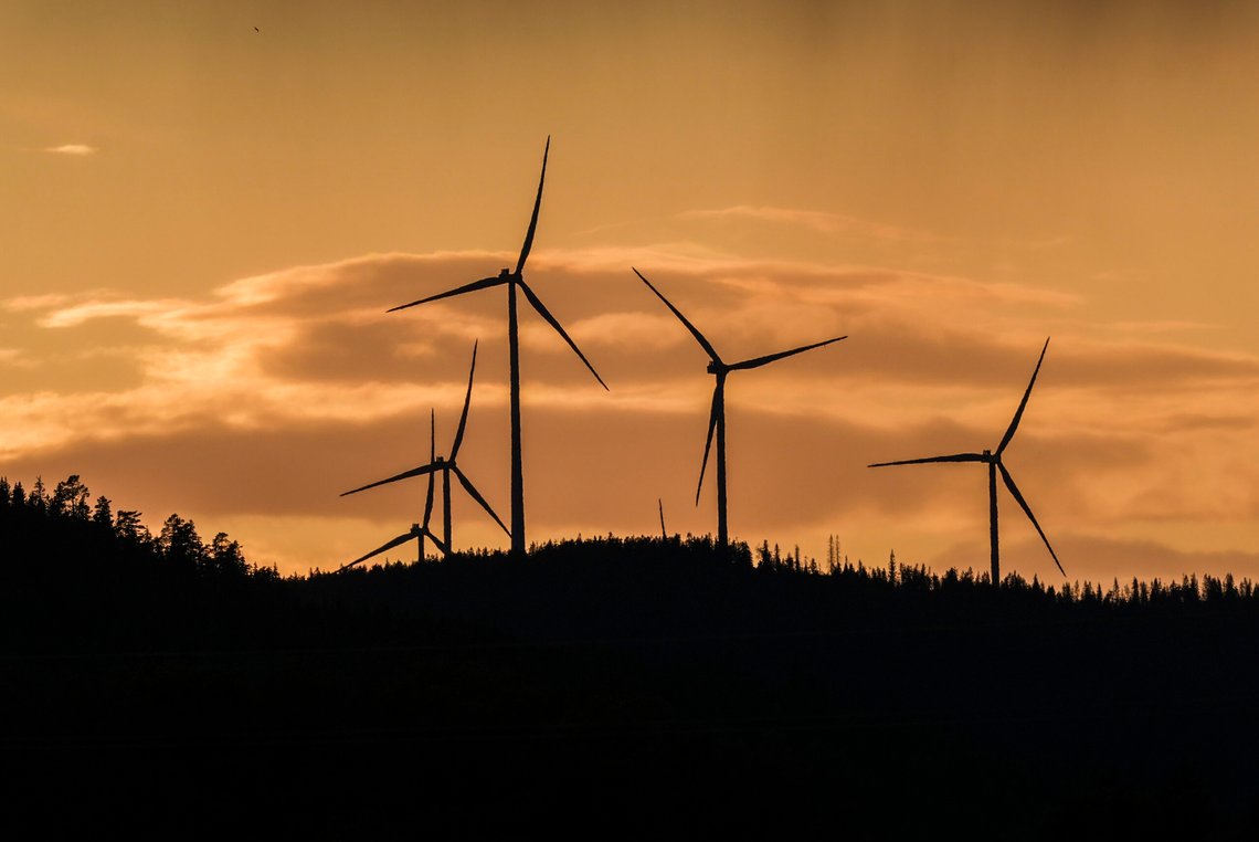 Bærum 20250618.
Vindmøller i solnedgang i Odalen.
Foto: Terje Pedersen / NTB Bærum 20250618.
Vindmøller i solnedgang i Odalen.
Foto: Terje Pedersen / NTB