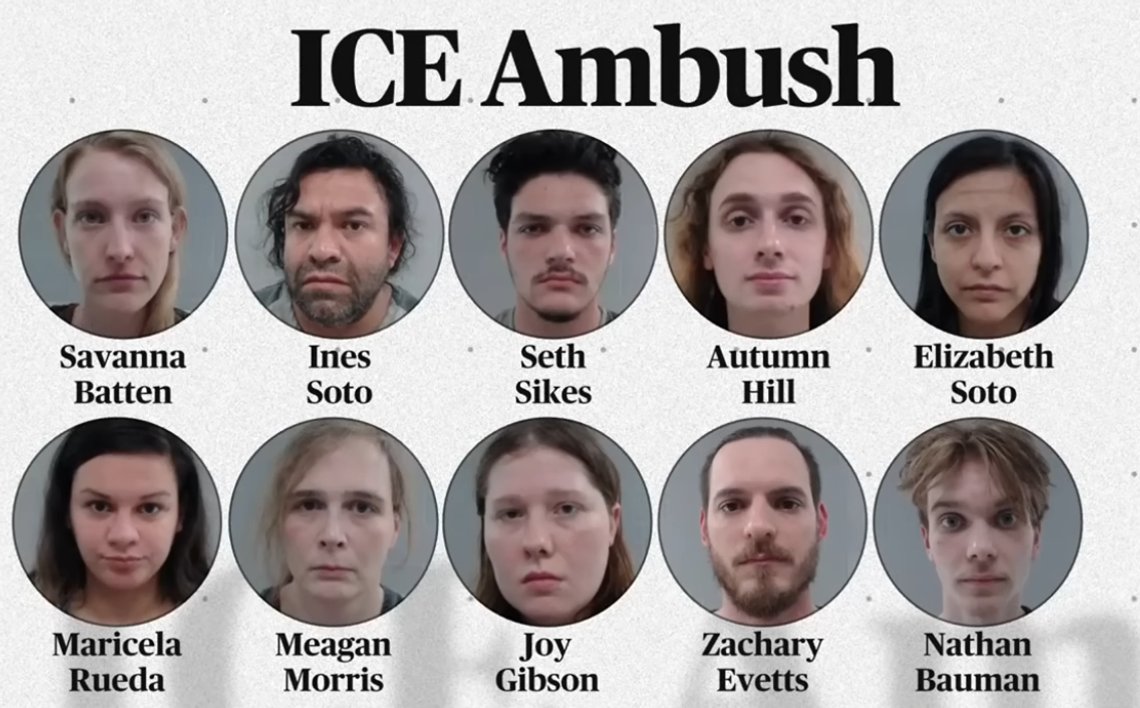 Ti personer er tiltalt for organisert angrep på ICE-agenter og politi i Texas Foto: Johnson County Sheriff's Office/Skjermbilde CBS News. Ti personer er tiltalt for organisert angrep på ICE-agenter og politi i Texas Foto: Johnson County Sheriff's Office/Skjermbilde CBS News.