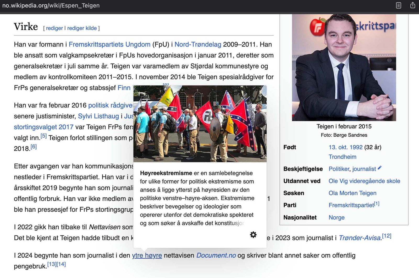 Espen Teigen på Wikipedia Espen Teigen på Wikipedia