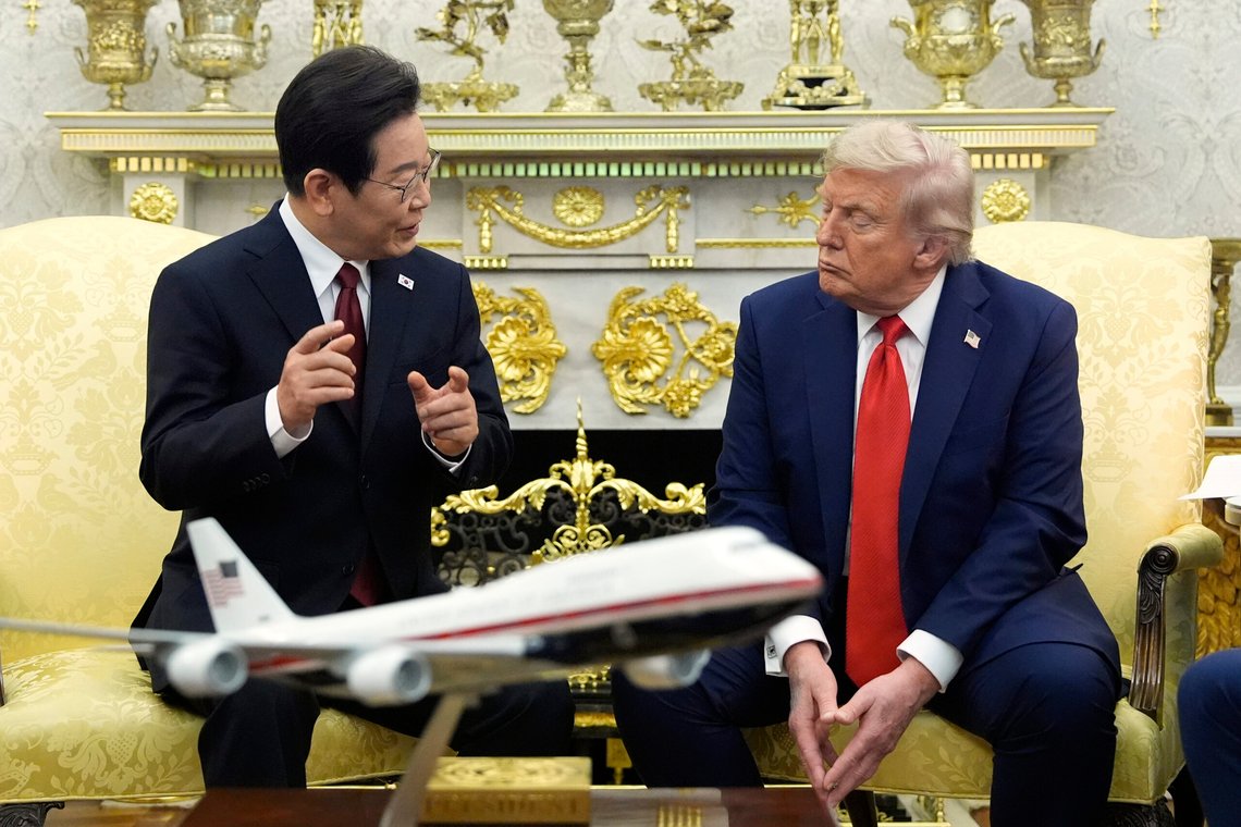 FILE - South Korean President Lee Jae Myung speaks as President Donald Trump listens during a meeting in the Oval Office of the White House, Monday, Aug. 25, 2025, in Washington. (AP Photo/Alex Brandon, File) FILE - South Korean President Lee Jae Myung speaks as President Donald Trump listens during a meeting in the Oval Office of the White House, Monday, Aug. 25, 2025, in Washington. (AP Photo/Alex Brandon, File)