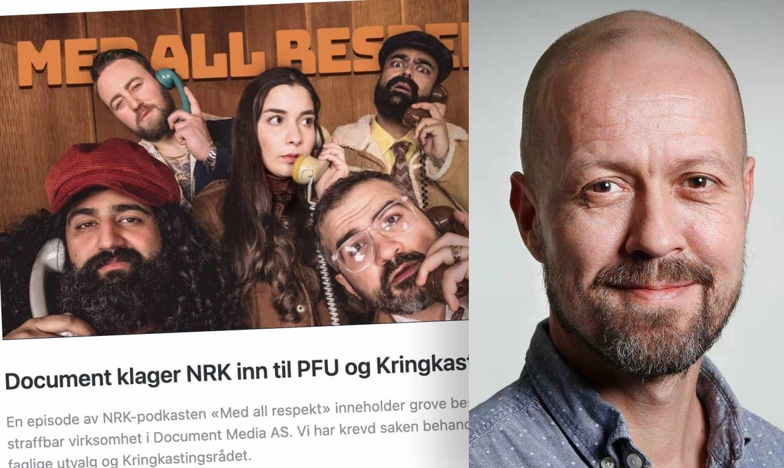 Per Arne Kalbakk er NRKs etikkredaktør. Til venstre ser vi programlederne i NRK-podkasten «Med all respekt». (Foto: NRK/Lise Ekroll) Per Arne Kalbakk er NRKs etikkredaktør. Til venstre ser vi programlederne i NRK-podkasten «Med all respekt». (Foto: NRK/Lise Ekroll)