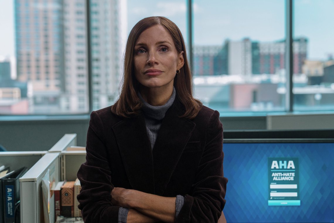 This image released by Apple TV+ shows Jessica Chastain in a scene from "The Savant." (Elizabeth Fisher/Apple TV+ via AP) This image released by Apple TV+ shows Jessica Chastain in a scene from "The Savant." (Elizabeth Fisher/Apple TV+ via AP)