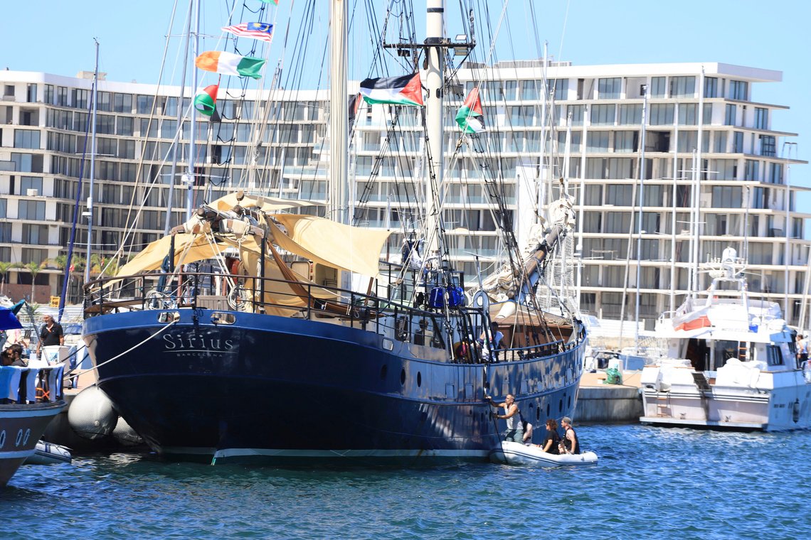 A ship that is part of the Global Sumud Flotilla prepares to depart to Gaza to deliver aid amidst Israel's blockade on the Palestinian territory, in the Tunisian port of Bizerte, Saturday, Sept. 13, 2025. (AP Photo/Anis Mili) A ship that is part of the Global Sumud Flotilla prepares to depart to Gaza to deliver aid amidst Israel's blockade on the Palestinian territory, in the Tunisian port of Bizerte, Saturday, Sept. 13, 2025. (AP Photo/Anis Mili)