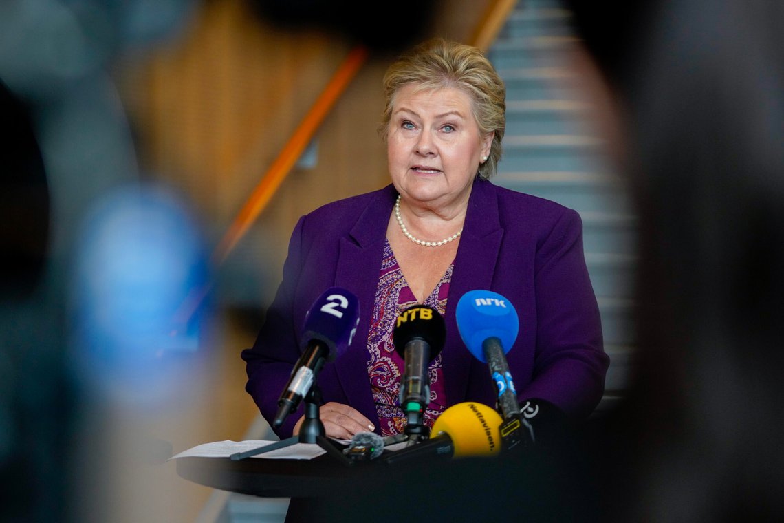 Gardermoen 20250912.
Partileder Erna Solberg kaller inn til pressekonferanse.
Foto: Gorm Kallestad / NTB Gardermoen 20250912.
Partileder Erna Solberg kaller inn til pressekonferanse.
Foto: Gorm Kallestad / NTB