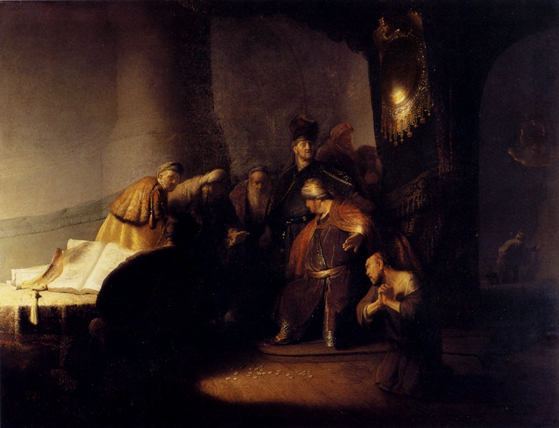 Rembrandt: Repentant Judas Returning The Pieces Of Silver (1629) Rembrandt: Repentant Judas Returning The Pieces Of Silver (1629)