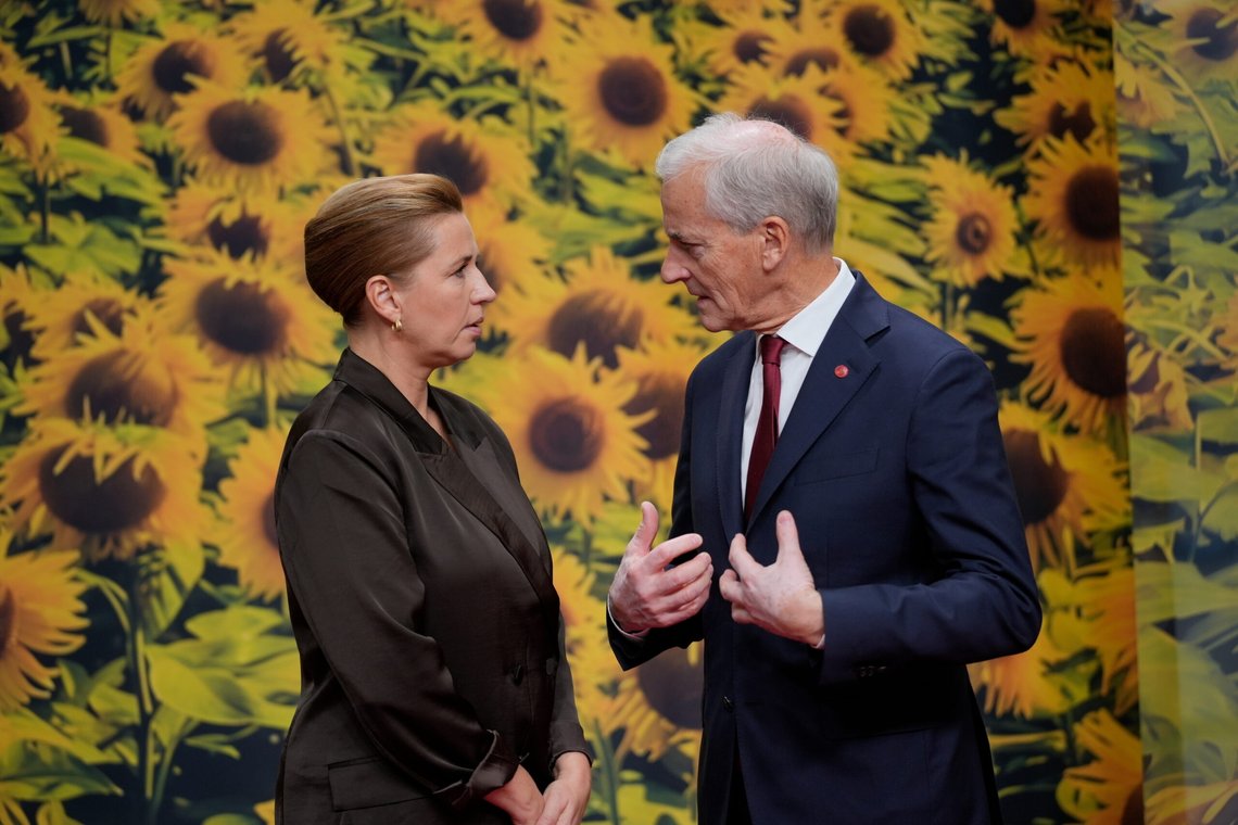 Denmark's Prime Minister Mette Frederiksen, left, shares a word with Norwegian Prime Minister Jonas Gahr Støre prior to a meeting of the European Political Community (EPC) in Copenhagen, Thursday, Oct. 2, 2025. (Emil Helms/Ritzau Scanpix via AP) Denmark's Prime Minister Mette Frederiksen, left, shares a word with Norwegian Prime Minister Jonas Gahr Støre prior to a meeting of the European Political Community (EPC) in Copenhagen, Thursday, Oct. 2, 2025. (Emil Helms/Ritzau Scanpix via AP)