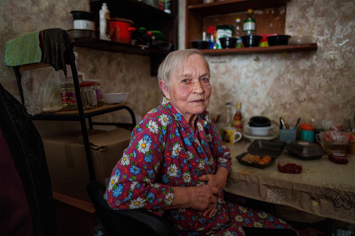 Valentina Khusak, 86, sits in her room at a hostel for displaced persons in Dnipro, Ukraine, Wednesday, Oct. 8, 2025. (AP Photo/Evgeniy Maloletka) Valentina Khusak, 86, sits in her room at a hostel for displaced persons in Dnipro, Ukraine, Wednesday, Oct. 8, 2025. (AP Photo/Evgeniy Maloletka)