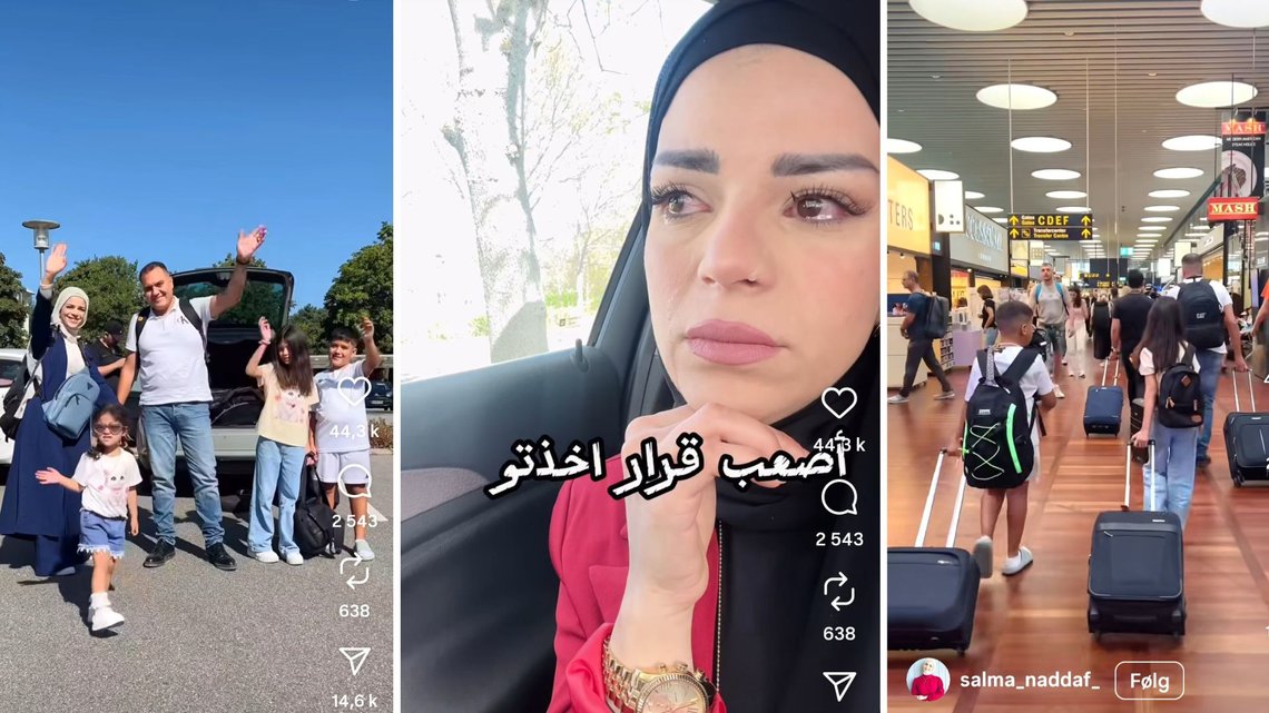 Salma Naddaf (36) tok med seg familien og flyttet fra Danmark og hjem til Syria. Fra bilder og videoer hun selv har lagt ut om flyttingen til millioner av følgere. Salma Naddaf (36) tok med seg familien og flyttet fra Danmark og hjem til Syria. Fra bilder og videoer hun selv har lagt ut om flyttingen til millioner av følgere.