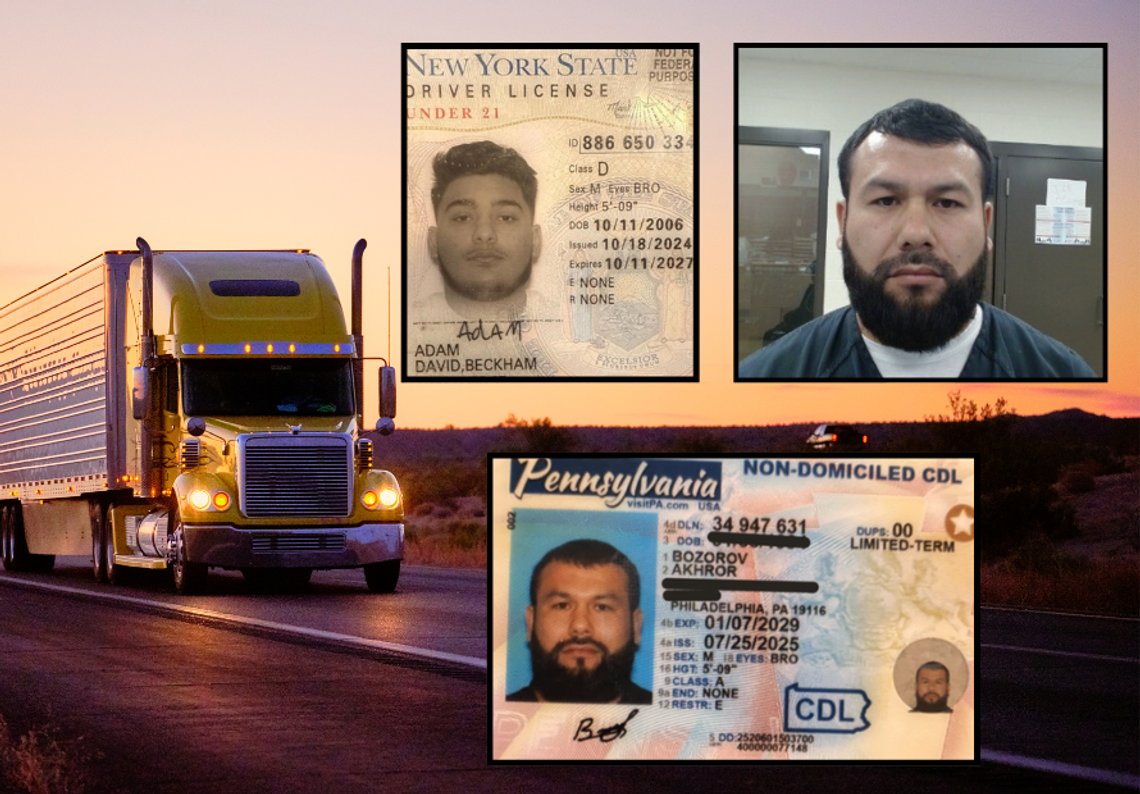 Hovedfoto: Canva. Innlagte bilder fra DHS: New York State-førerkort tilhørende «David Beckham», en ulovlig innvandrer og internasjonal kriminell rømling fra Romania, og 31 år gamle Akhror Bozorov, en kriminell ulovlig innvandrer fra Usbekistan som er etterlyst i hjemlandet sitt for å ha tilhørt en terroristorganisasjon. Hovedfoto: Canva. Innlagte bilder fra DHS: New York State-førerkort tilhørende «David Beckham», en ulovlig innvandrer og internasjonal kriminell rømling fra Romania, og 31 år gamle Akhror Bozorov, en kriminell ulovlig innvandrer fra Usbekistan som er etterlyst i hjemlandet sitt for å ha tilhørt en terroristorganisasjon.