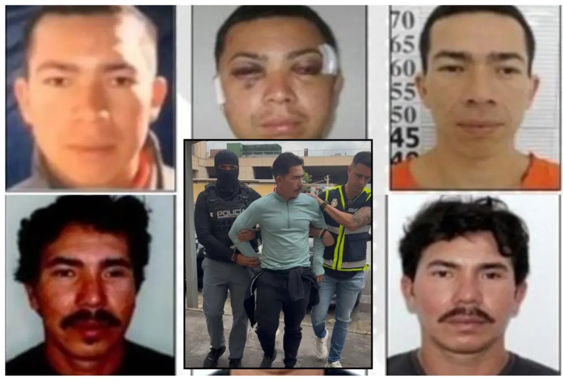 De mange ansiktene til Los Lobos-lederen Wilmer Chavarria. Foto: Ecuadors innenriksdepartement. Innfelt foto: Wilmer Chavarria blir arrestert i Malaga, Spania. Ecuadors innenriksdepartement. De mange ansiktene til Los Lobos-lederen Wilmer Chavarria. Foto: Ecuadors innenriksdepartement. Innfelt foto: Wilmer Chavarria blir arrestert i Malaga, Spania. Ecuadors innenriksdepartement.