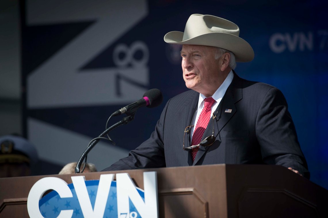 Former Vice President Dick Cheney speaks at the christening ceremony of the aircraft carrier USS Gerald R. Ford (CVN 78) Nov. 9, 2013, at Newport News Shipbuilding in Newport News, Va. The Gerald R. Ford was the first Ford-class aircraft carrier to join the fleet in 2016. (U.S. Navy photo by Chief Mass Communication Specialist Peter D. Lawlor/Released) Former Vice President Dick Cheney speaks at the christening ceremony of the aircraft carrier USS Gerald R. Ford (CVN 78) Nov. 9, 2013, at Newport News Shipbuilding in Newport News, Va. The Gerald R. Ford was the first Ford-class aircraft carrier to join the fleet in 2016. (U.S. Navy photo by Chief Mass Communication Specialist Peter D. Lawlor/Released)