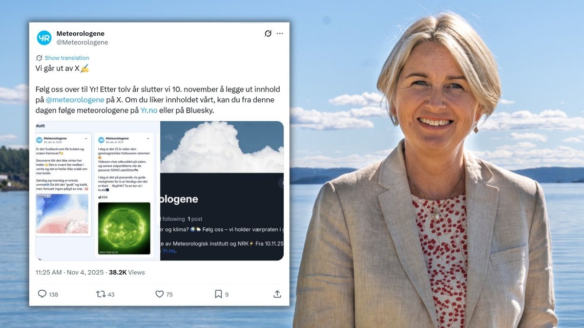 FORLATER X: Kristin Vinje er styreleder i Meteorologisk Institutt. Hun er Høyre-politiker og sjef for NOKUT. Foto: NOKUT FORLATER X: Kristin Vinje er styreleder i Meteorologisk Institutt. Hun er Høyre-politiker og sjef for NOKUT. Foto: NOKUT