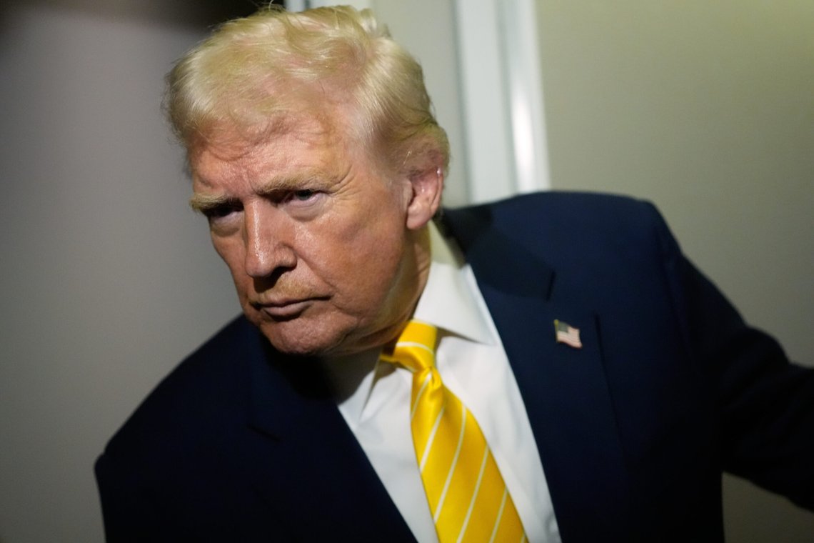 President Donald Trump speaks to reporters on Air Force One on his way to his Mar-a-Lago estate in Palm Beach, Fla., Friday, Nov. 14, 2025. (AP Photo/Manuel Balce Ceneta) President Donald Trump speaks to reporters on Air Force One on his way to his Mar-a-Lago estate in Palm Beach, Fla., Friday, Nov. 14, 2025. (AP Photo/Manuel Balce Ceneta)