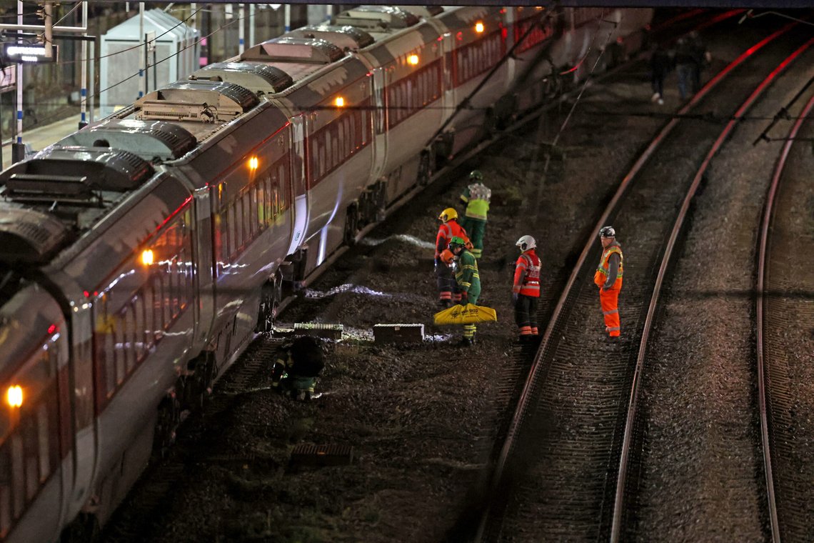 Emergency personnel inspect a train at the Huntingdon, England, train station in Cambridgeshire after people were stabbed Saturday, Nov. 1, 2025. (Chris Radburn/PA via AP) Emergency personnel inspect a train at the Huntingdon, England, train station in Cambridgeshire after people were stabbed Saturday, Nov. 1, 2025. (Chris Radburn/PA via AP)