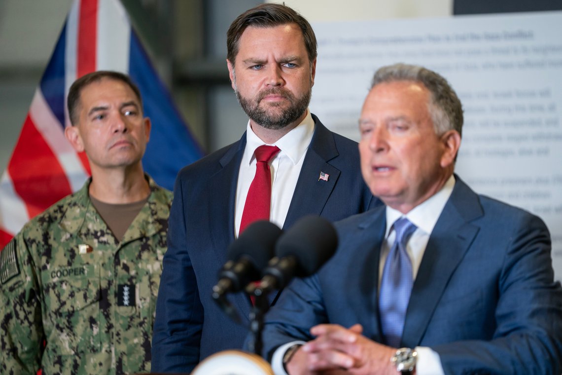 Steve Witkoff, U.S. Special Envoy to the Middle East, speaks alongside U.S. Vice President JD Vance and Admiral Brad Cooper, commander of the United States Central Command (CENTCOM) during a news conference following a military briefing at the Civilian Military Coordination Center in southern Israel on Tuesday, Oct. 21, 2025. (Nathan Howard/The New York Times via AP, Pool) Steve Witkoff, U.S. Special Envoy to the Middle East, speaks alongside U.S. Vice President JD Vance and Admiral Brad Cooper, commander of the United States Central Command (CENTCOM) during a news conference following a military briefing at the Civilian Military Coordination Center in southern Israel on Tuesday, Oct. 21, 2025. (Nathan Howard/The New York Times via AP, Pool)