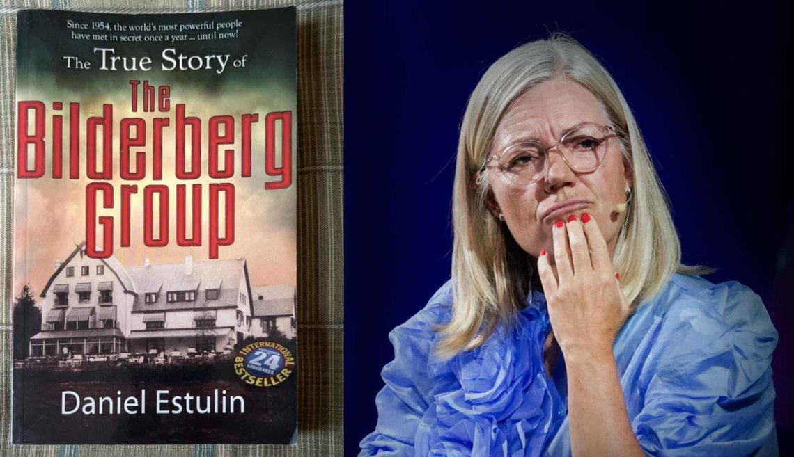«It's a big club and you ain't in it». (Montasje: The True Story of the Bilderberg Group av Daniel Estulin/Trine Eilertsen er ordstyrer under et arrangement om Donald Trump under Arendalsuka 2025, tatt av Ole Berg-Rusten/NTB) «It's a big club and you ain't in it». (Montasje: The True Story of the Bilderberg Group av Daniel Estulin/Trine Eilertsen er ordstyrer under et arrangement om Donald Trump under Arendalsuka 2025, tatt av Ole Berg-Rusten/NTB)