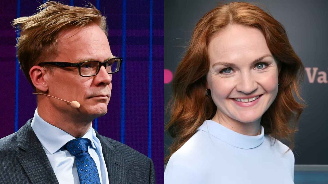 Espen Aas og Åsa Vartdal tar over etter Fredrik Solvang på NRK Debatten. Foto: NRK/Wikimedia Commons Espen Aas og Åsa Vartdal tar over etter Fredrik Solvang på NRK Debatten. Foto: NRK/Wikimedia Commons