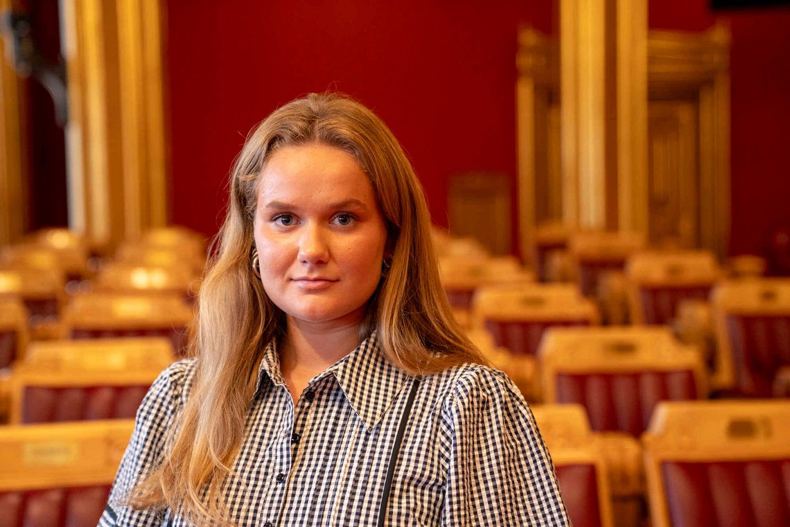 Oslo 20251001.
Stortingsrepresentant Frøya Sjursæther inne på Stortinget.
Foto: Jonas Fæste Laksekjøn / NTB Oslo 20251001.
Stortingsrepresentant Frøya Sjursæther inne på Stortinget.
Foto: Jonas Fæste Laksekjøn / NTB