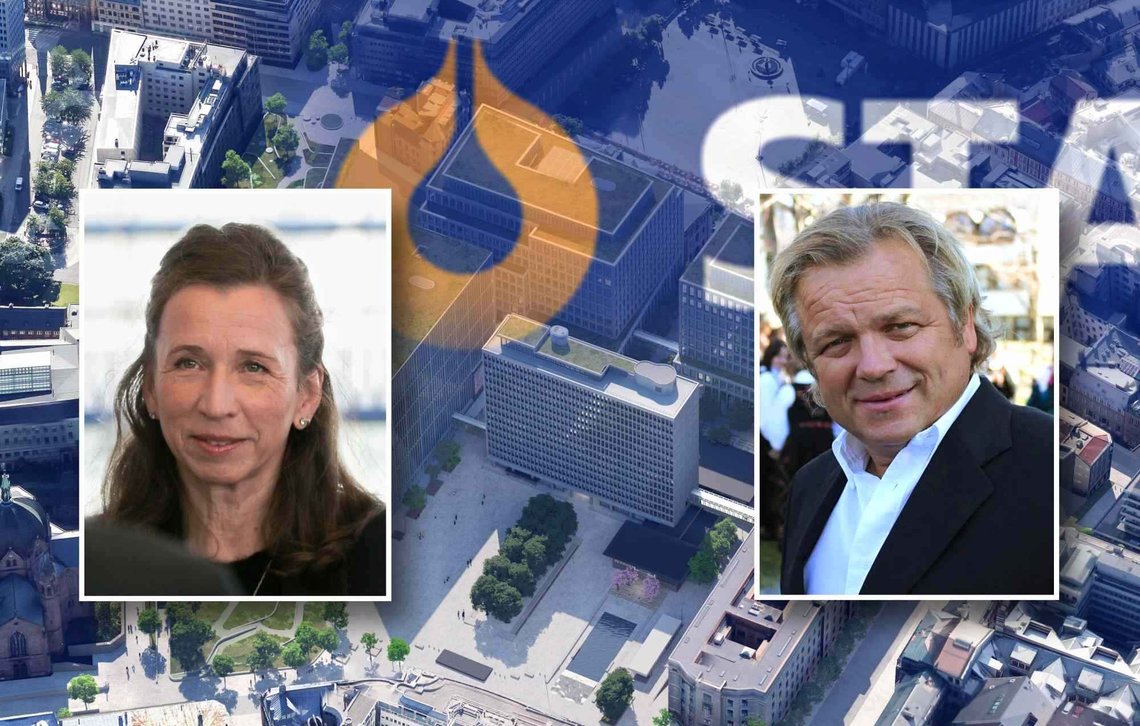 Tidligere Biofuel-eiere, representert av Steinar Vigdel Kolnes (t.h.) har sendt millionkrav til justis- og beredskapsminister Astri Aas-Hansen. (Foto: Statsbygg/Team Urbis/ Nordic Office of Architecture (bak), Den norske EU-delegasjonen (t.v.), privat (t.h.)) Tidligere Biofuel-eiere, representert av Steinar Vigdel Kolnes (t.h.) har sendt millionkrav til justis- og beredskapsminister Astri Aas-Hansen. (Foto: Statsbygg/Team Urbis/ Nordic Office of Architecture (bak), Den norske EU-delegasjonen (t.v.), privat (t.h.))
