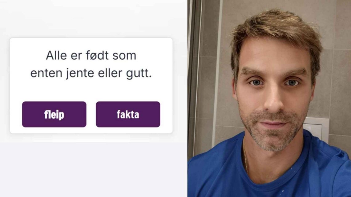 OVERRASKET: Lasse Nyborg ble overrasket da han så at quizen i skolepensum til 10-åringer, slår fast at det er «fleip» at man blir født som gutt eller jente. Foto: Privat OVERRASKET: Lasse Nyborg ble overrasket da han så at quizen i skolepensum til 10-åringer, slår fast at det er «fleip» at man blir født som gutt eller jente. Foto: Privat