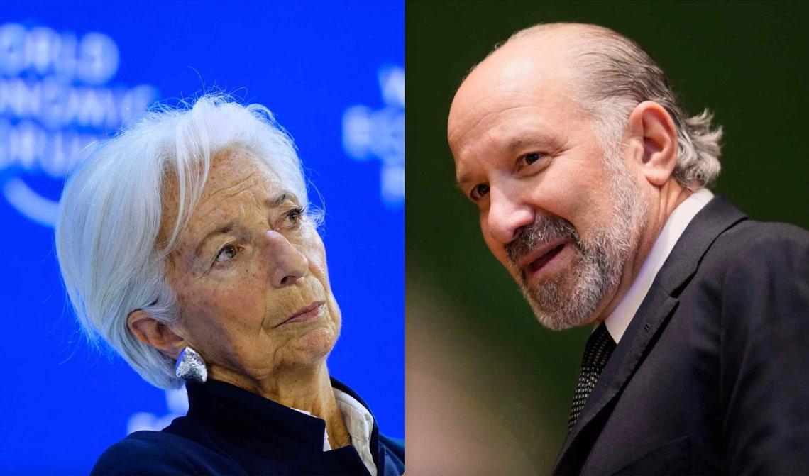 EU-sentralbanksjef Christine Lagarde og USAs handelsminister Howard Lutnick deltok begge under årets Davos-møte. Begge foto: Markus Schreiber / AP / NTB. EU-sentralbanksjef Christine Lagarde og USAs handelsminister Howard Lutnick deltok begge under årets Davos-møte. Begge foto: Markus Schreiber / AP / NTB.