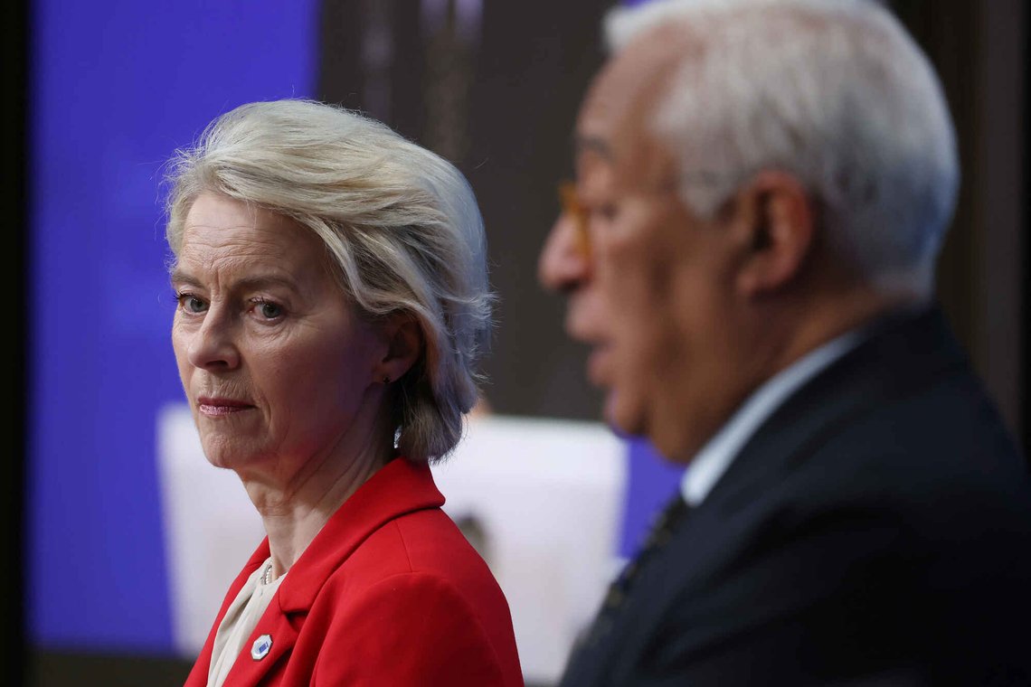 European Council President Antonio Costa, right, and European Commission President Ursula von der Leyen address a media conference at the end of the EU summit in Brussels, Friday, Jan. 23, 2026. (AP Photo/Omar Havana) European Council President Antonio Costa, right, and European Commission President Ursula von der Leyen address a media conference at the end of the EU summit in Brussels, Friday, Jan. 23, 2026. (AP Photo/Omar Havana)