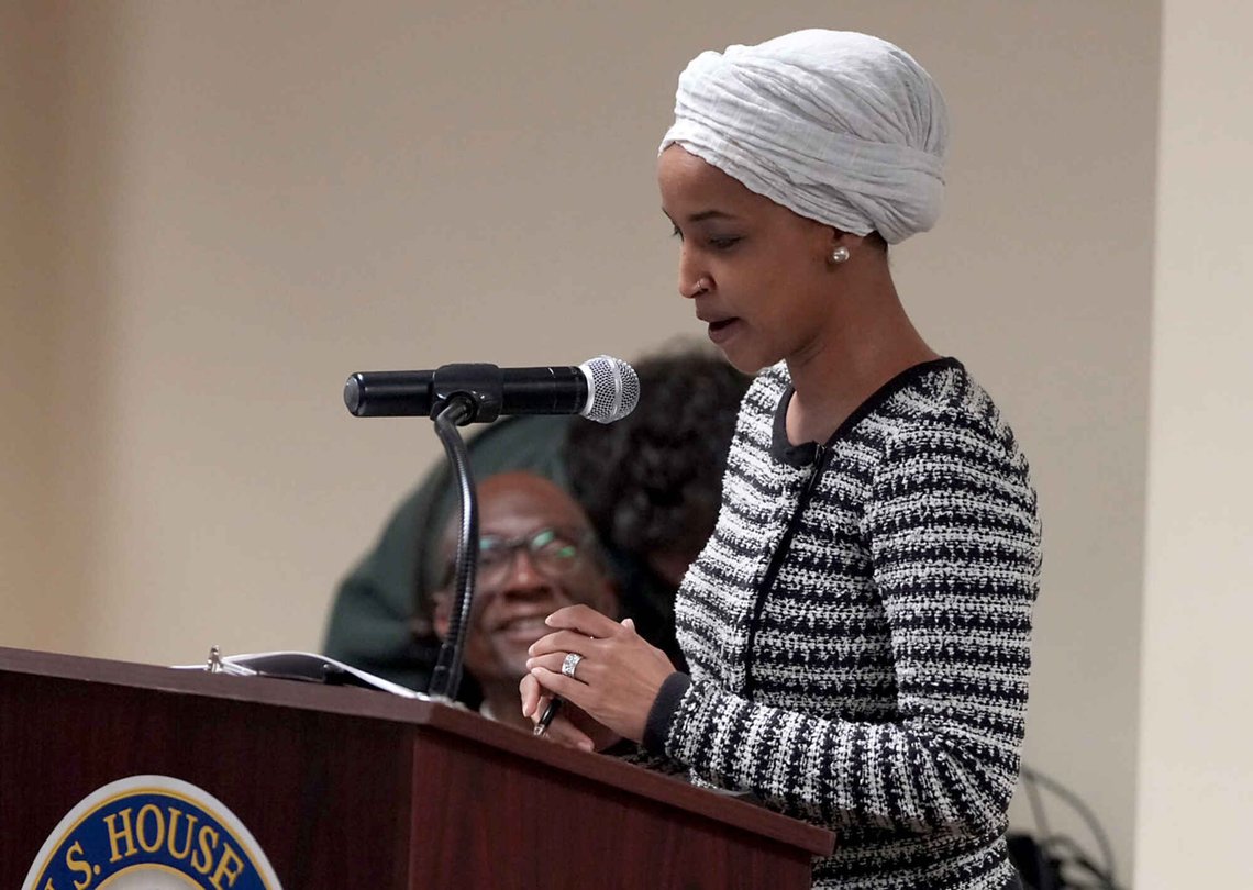 Ilhan Omar under talen i Minnesota. Foto: Richard Tsong-Taatarii/Star Tribune via AP/ NTB Ilhan Omar under talen i Minnesota. Foto: Richard Tsong-Taatarii/Star Tribune via AP/ NTB