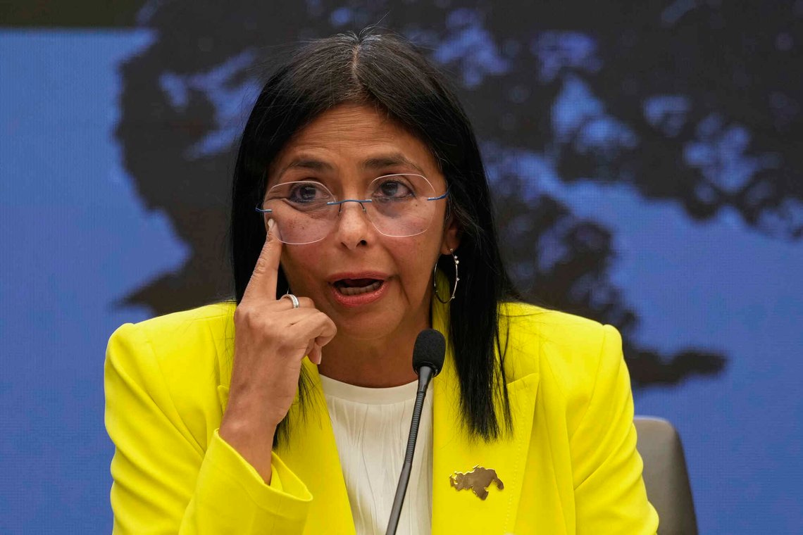 FILE - Venezuelan Vice President and Oil Minister Delcy Rodriguez gives a press conference at Miraflores presidential palace in Caracas, Venezuela, March 10, 2025. (AP Photo/Ariana Cubillos, File) FILE - Venezuelan Vice President and Oil Minister Delcy Rodriguez gives a press conference at Miraflores presidential palace in Caracas, Venezuela, March 10, 2025. (AP Photo/Ariana Cubillos, File)