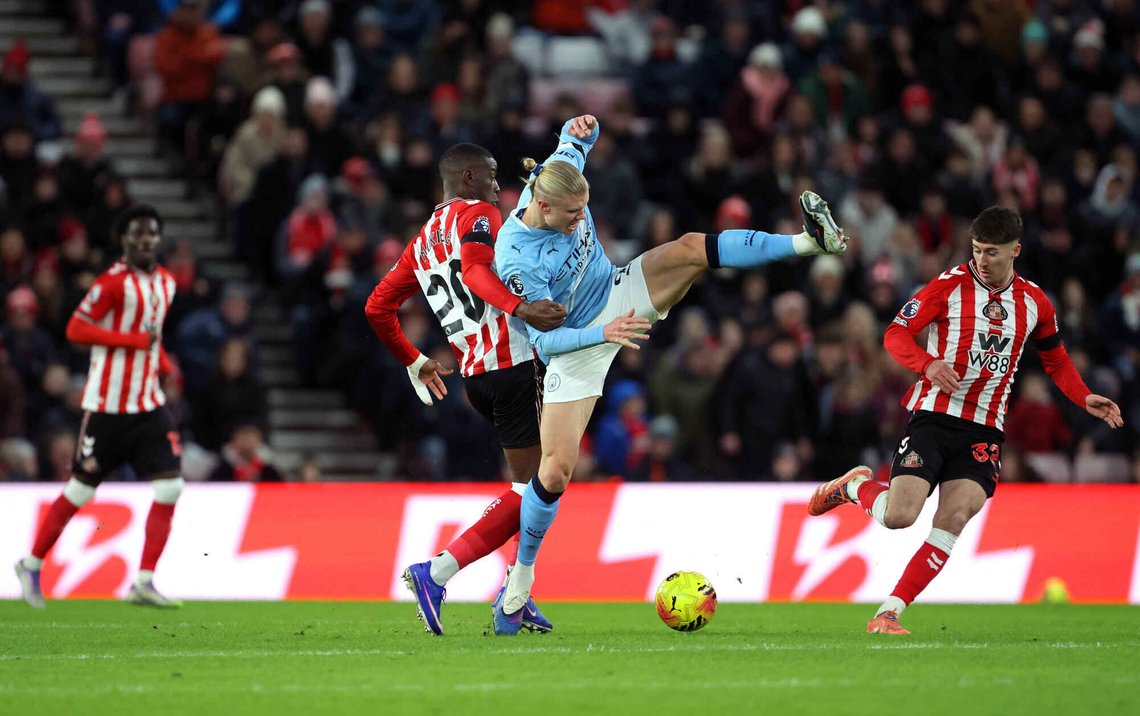 Det ble ingen mål for Manchester City og Erling Haaland mot Sunderland. Foto: Richard Sellers/PA via AP/NTB Det ble ingen mål for Manchester City og Erling Haaland mot Sunderland. Foto: Richard Sellers/PA via AP/NTB