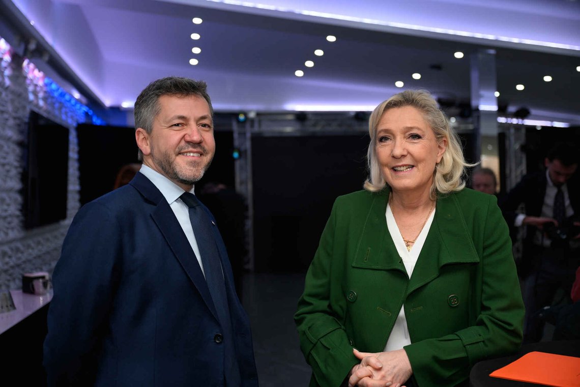 Far-right leader Marine Le Pen, right, poses with Franck Allisio, far-right candidate for Marseille mayoral election, before a press conference, in Marseille, southern France, Saturday, Jan. 17, 2026. (AP Photo/Philippe Magoni) Far-right leader Marine Le Pen, right, poses with Franck Allisio, far-right candidate for Marseille mayoral election, before a press conference, in Marseille, southern France, Saturday, Jan. 17, 2026. (AP Photo/Philippe Magoni)