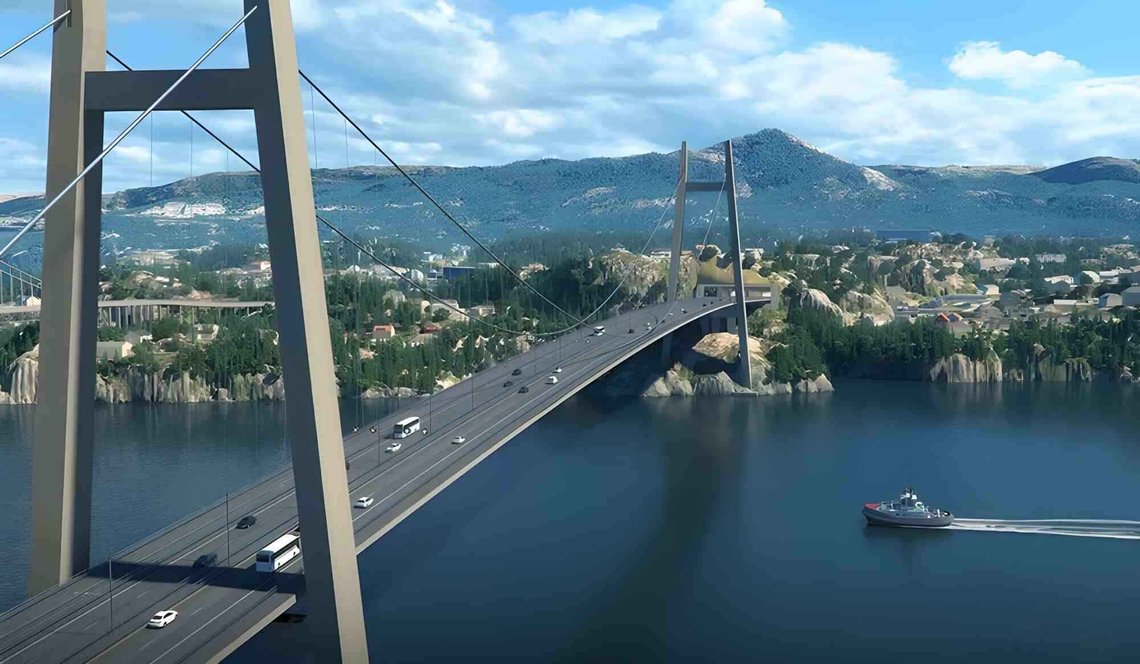 Nye Sotrabru skulle etter planen åpnes i juni 2027. (Illustrasjon: Statens vegvesen/Sotra Link AS) Nye Sotrabru skulle etter planen åpnes i juni 2027. (Illustrasjon: Statens vegvesen/Sotra Link AS)