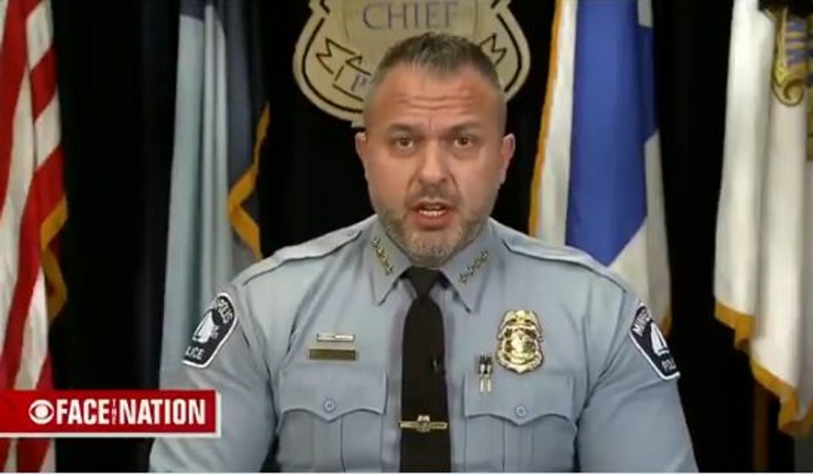 Minneapolis Police Chief Brian O'Hara mener følelser bør prioriteres fremfor loven. Stillbilde face the Nation Minneapolis Police Chief Brian O'Hara mener følelser bør prioriteres fremfor loven. Stillbilde face the Nation