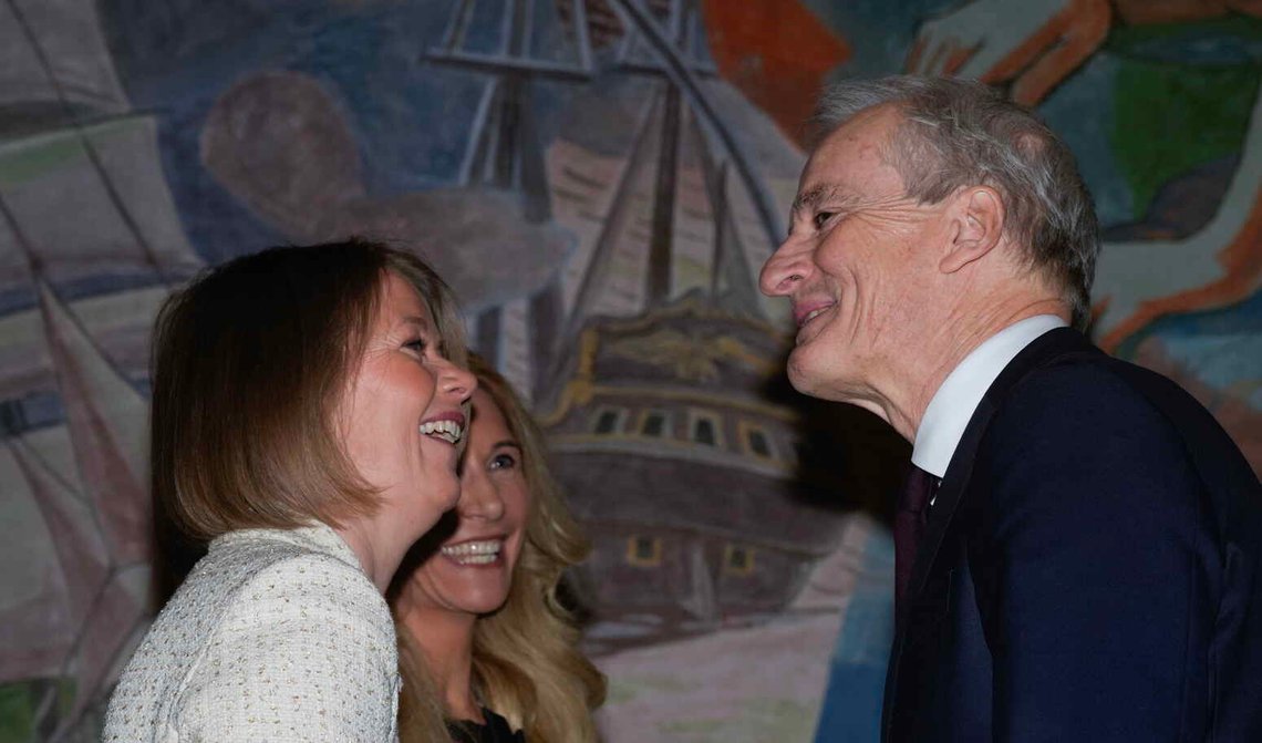 Sentralbanksjef Ida Wolden Bache og statsminister Jonas Gahr Støre er i Oslo rådhus til middag etter sentralbanksjefens årstale den 13. februar 2025. Foto: Terje Bendiksby / NTB. Sentralbanksjef Ida Wolden Bache og statsminister Jonas Gahr Støre er i Oslo rådhus til middag etter sentralbanksjefens årstale den 13. februar 2025. Foto: Terje Bendiksby / NTB.