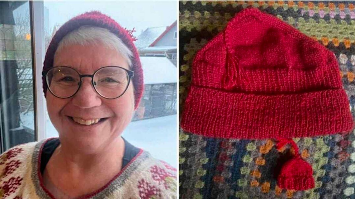 Eva Kilander protesterer mot amerikansk innenrikspolitikk, strikker røde luer i Halmstad. Foto: Privat Eva Kilander protesterer mot amerikansk innenrikspolitikk, strikker røde luer i Halmstad. Foto: Privat