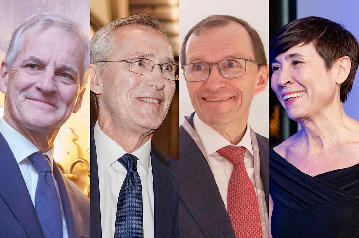 Jonas Gahr Støre, Jens Stolbenberg, Espen Barth Eide og Ine Eriksen Søreide. Foto: Javad Parsa, Thomas Fure, Javad Parsa og Stian Lysberg Solum – alle via NTB. Jonas Gahr Støre, Jens Stolbenberg, Espen Barth Eide og Ine Eriksen Søreide. Foto: Javad Parsa, Thomas Fure, Javad Parsa og Stian Lysberg Solum – alle via NTB.