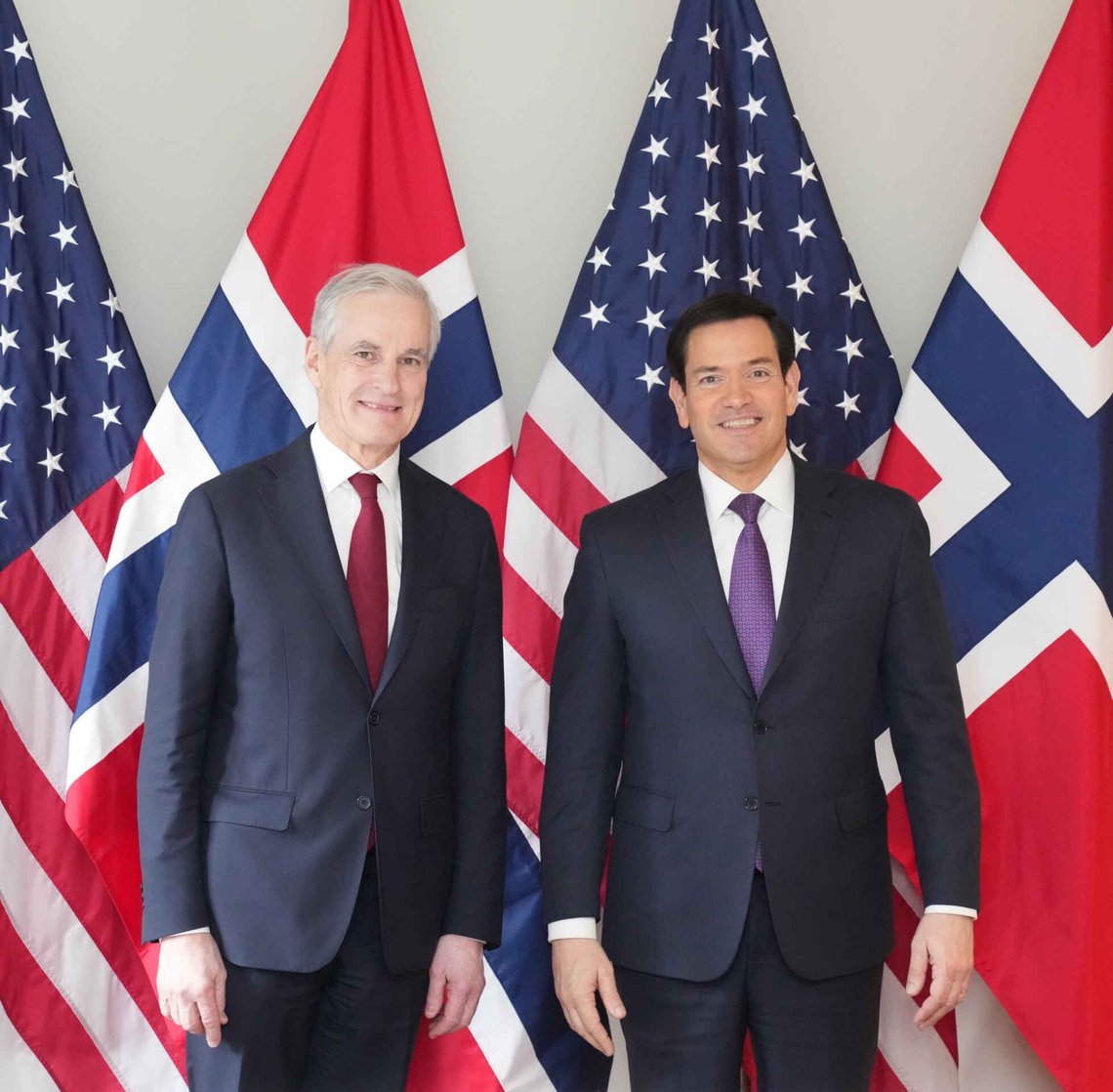 USAs utenriksminister Marco Rubio hadde møte med statsminister Jonas Gahr Støre på sikkerhetskonferansen i München. Foto: X USAs utenriksminister Marco Rubio hadde møte med statsminister Jonas Gahr Støre på sikkerhetskonferansen i München. Foto: X