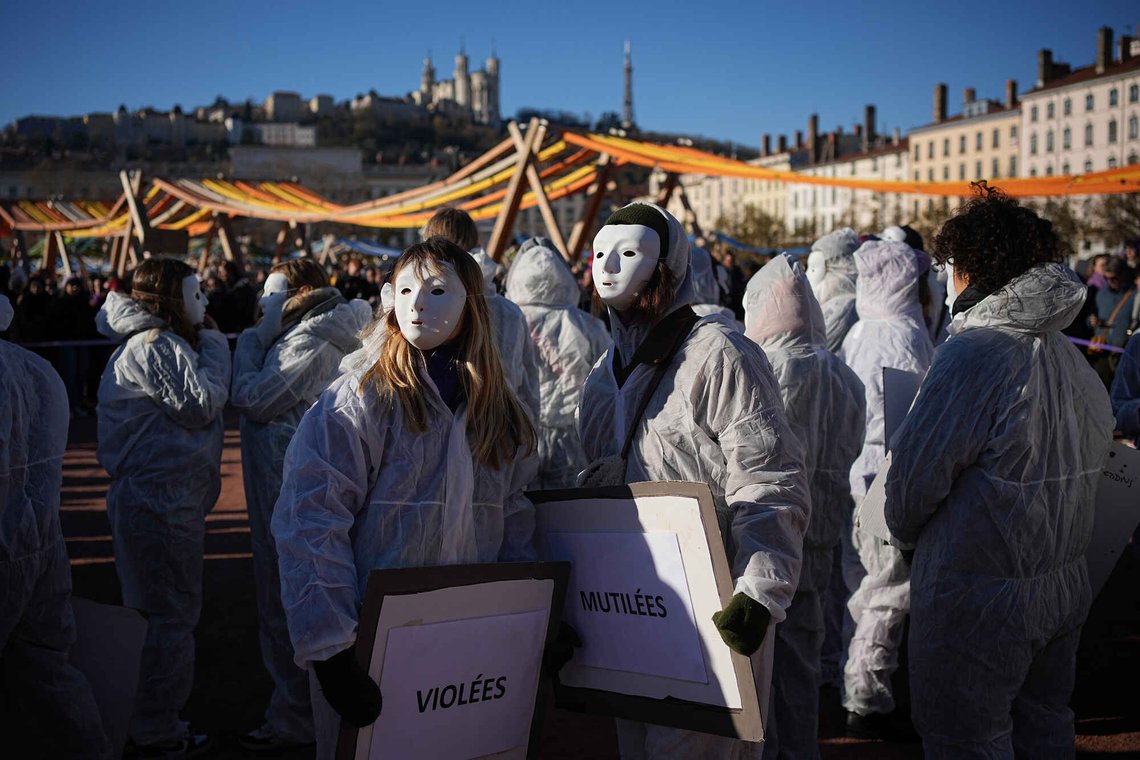 Women look on during a demonstration on the occasion of the international day for the elimination of violence against women, in Lyon, central France, Saturday, Nov. 22, 2025. (AP Photo/Laurent Cipriani) Women look on during a demonstration on the occasion of the international day for the elimination of violence against women, in Lyon, central France, Saturday, Nov. 22, 2025. (AP Photo/Laurent Cipriani)