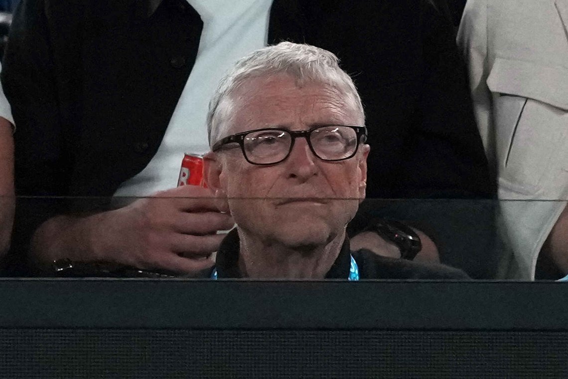 Bill Gates watches Jessica Pegula of the U.S. play Elena Rybakina of Kazakhstan in their semifinal match at the Australian Open tennis championship in Melbourne, Australia, Thursday, Jan. 29, 2026. (AP Photo/Aaron Favila) Bill Gates watches Jessica Pegula of the U.S. play Elena Rybakina of Kazakhstan in their semifinal match at the Australian Open tennis championship in Melbourne, Australia, Thursday, Jan. 29, 2026. (AP Photo/Aaron Favila)