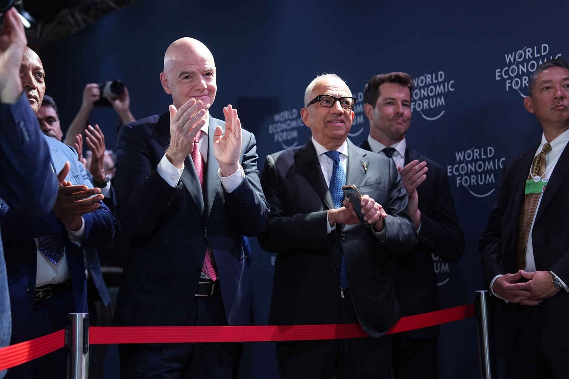 FIFA President Gianni Infantino, center left, applauds after President Donald Trump delivered an address during a meeting of Global Business Leaders at the Annual Meeting of the World Economic Forum in Davos, Switzerland, Wednesday, Jan. 21, 2026. (AP Photo/Evan Vucci) FIFA President Gianni Infantino, center left, applauds after President Donald Trump delivered an address during a meeting of Global Business Leaders at the Annual Meeting of the World Economic Forum in Davos, Switzerland, Wednesday, Jan. 21, 2026. (AP Photo/Evan Vucci)