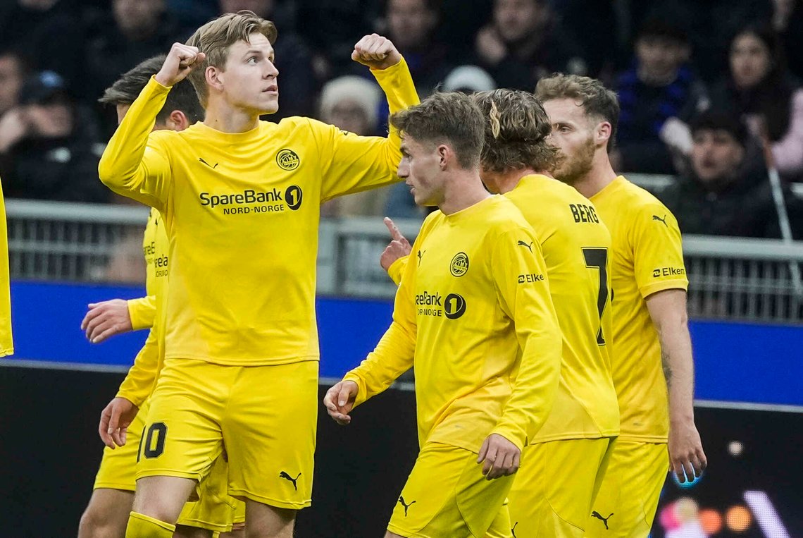 Jens Petter Hauge og Bodø/Glimt jubler for mål på San Siro. Nå venter en ny utfordring mot Foto: Terje Pedersen / NTB Jens Petter Hauge og Bodø/Glimt jubler for mål på San Siro. Nå venter en ny utfordring mot Foto: Terje Pedersen / NTB