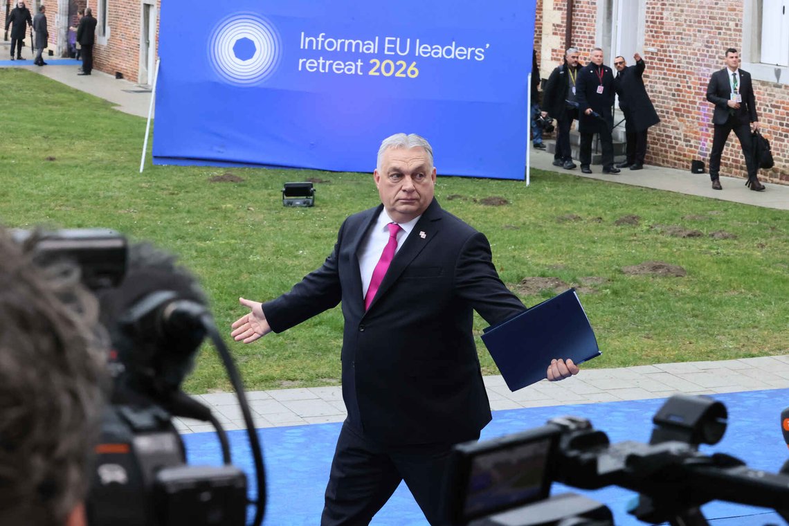 Ungarns statsminister Viktor Orban idet han ankom EU-toppmøtet i Brussel torsdag. Foto: François Walschaerts / AP / NTB Ungarns statsminister Viktor Orban idet han ankom EU-toppmøtet i Brussel torsdag. Foto: François Walschaerts / AP / NTB