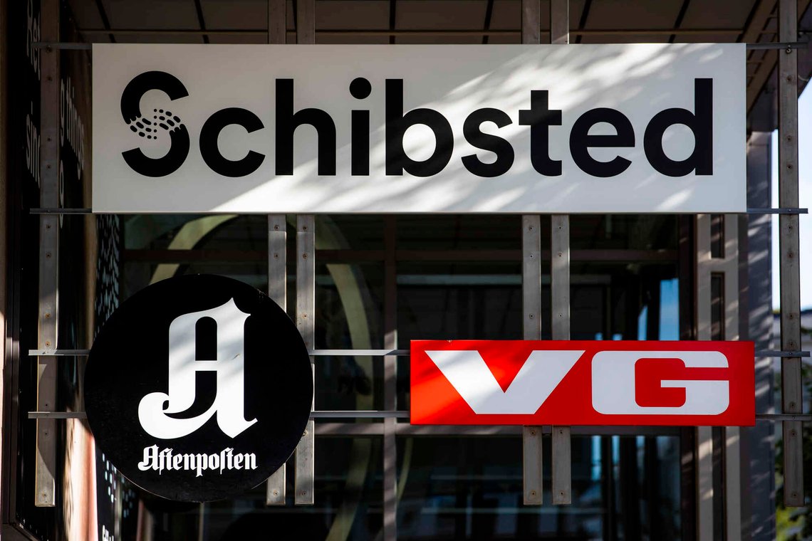 Oslo 20190917.
Mediekonsernet Schibsted har fått ny logo. Her fra selskapets lokaler i Akersgata i Oslo.
Foto: Håkon Mosvold Larsen / NTB Oslo 20190917.
Mediekonsernet Schibsted har fått ny logo. Her fra selskapets lokaler i Akersgata i Oslo.
Foto: Håkon Mosvold Larsen / NTB